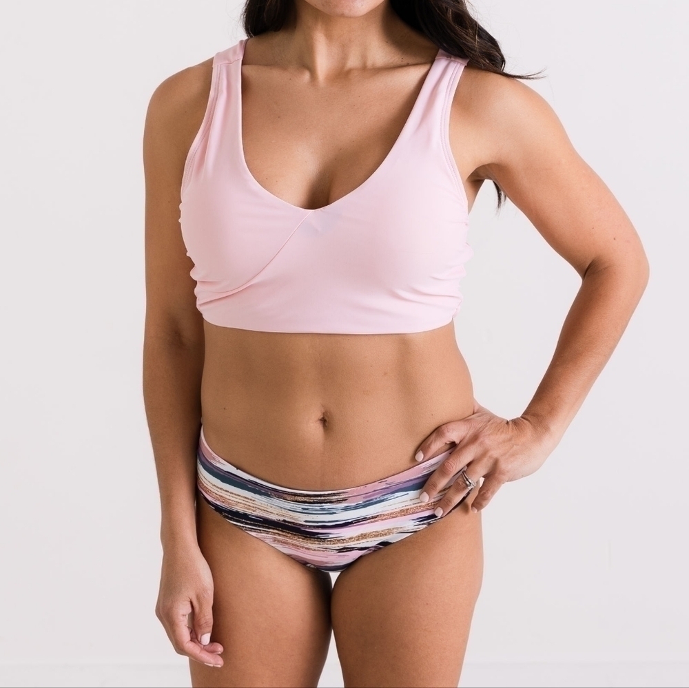 Pink Bikini Set Hipster Bottom Crossback Top NWT